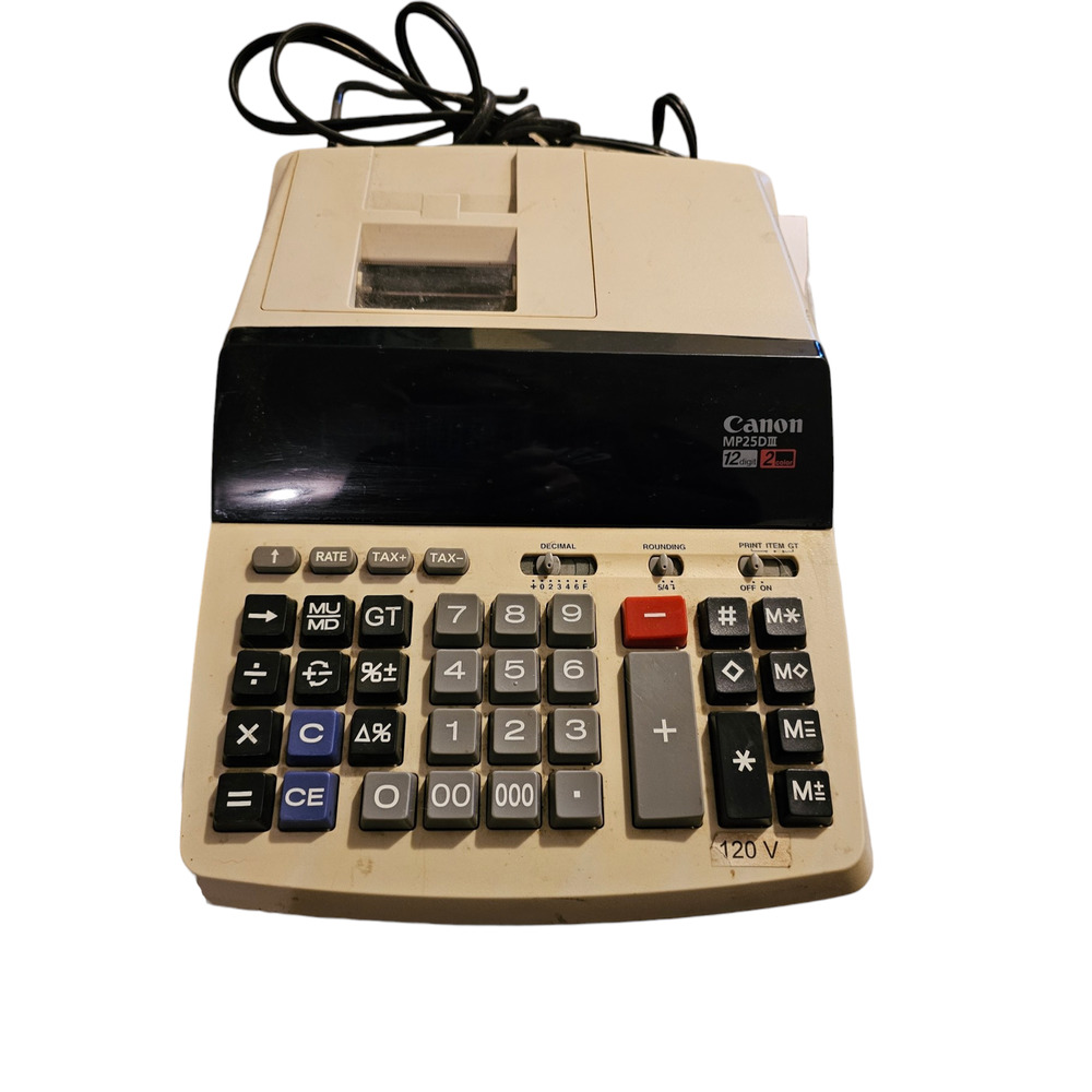 Canon MP25DIII 12 Digit 2 Color Electric Calculator Adding Machine Works